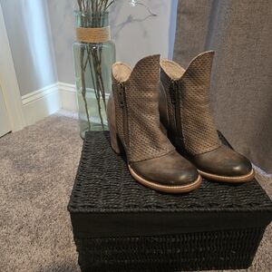 Freebird by Steven Perforated Brown Ankle Booties